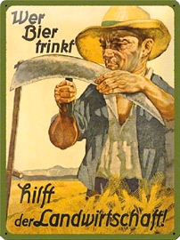 Nostalgie-Blechschild Wer Bier trinkt hilft der Landwirtschaft!